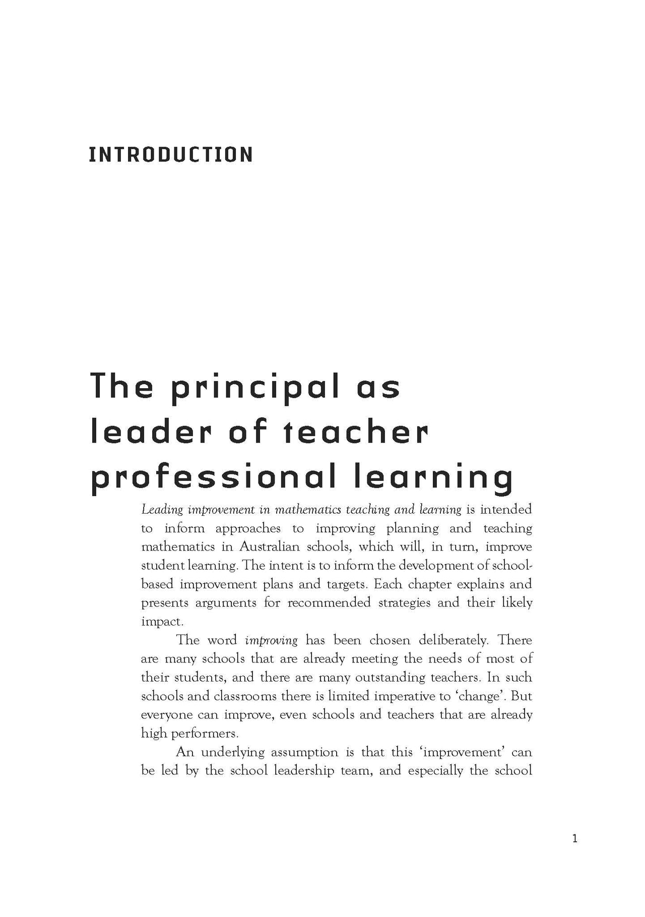 Leading Improvement in Mathematics Teaching and Learning