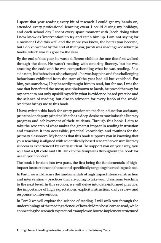 High Impact Reading Instruction and Intervention in the Primary Years