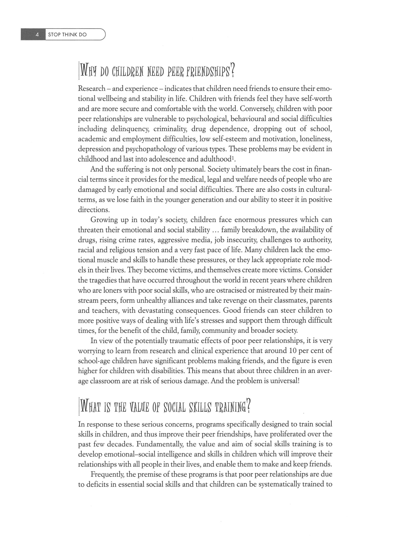 Stop Think Do Social Skills Training 4–8